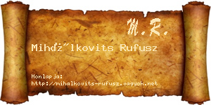 Mihálkovits Rufusz névjegykártya